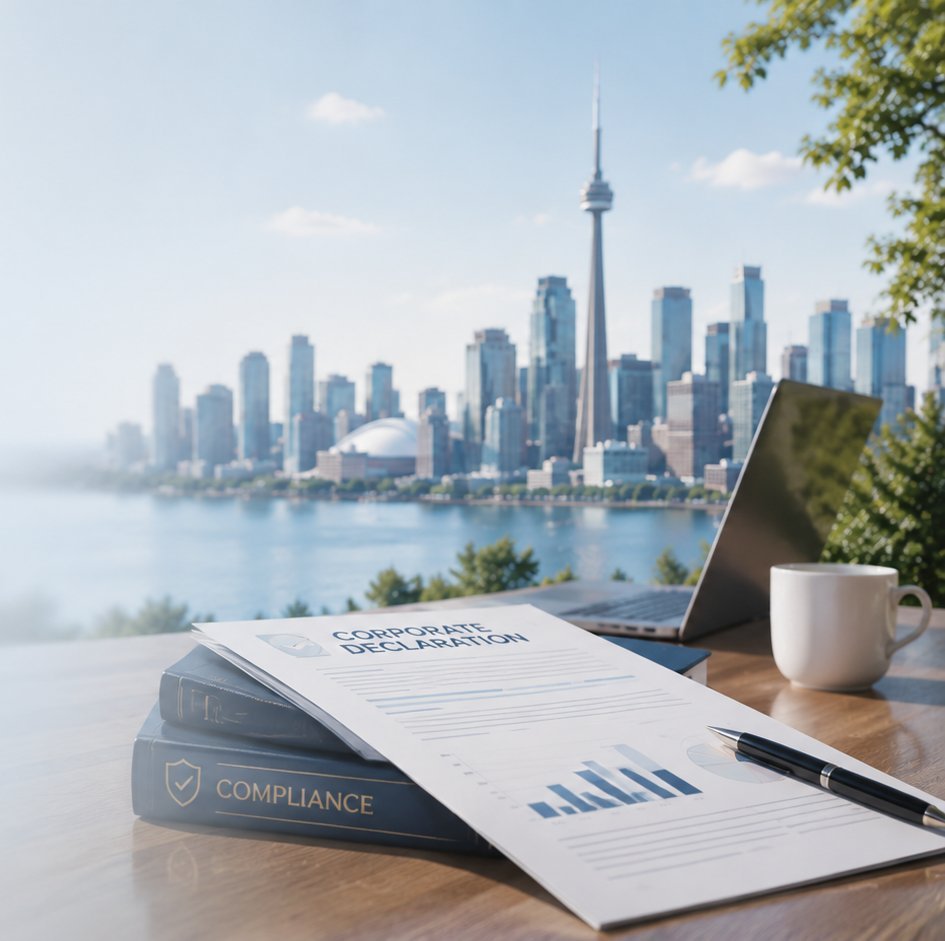 Корпоративні декларації — Toronto, документи та ноутбук